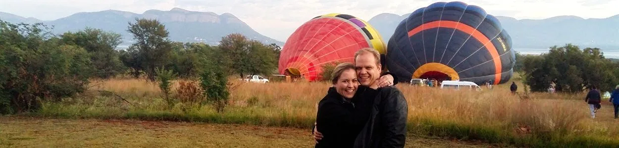Hank and Lynne on a hot-air balloon ride in Magaliesburg