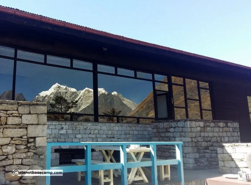 Everest Base Camp Trek - Everest View Hotel - Reflection of Mountains in Windows